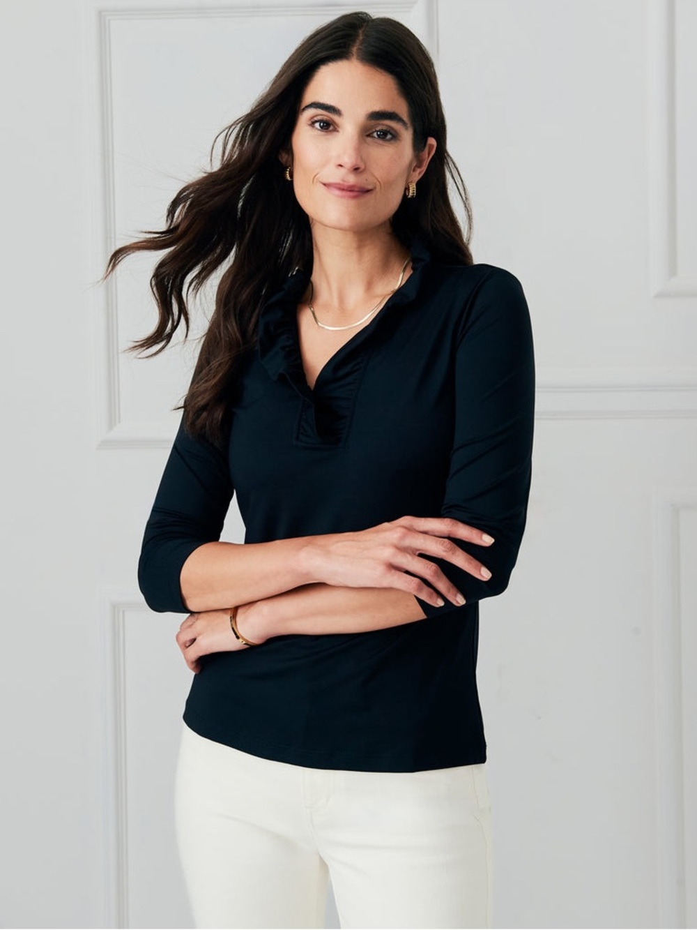 J.MCLAUGHLIN ‘Durham’ Ruffle Top 3/4 Sleeve